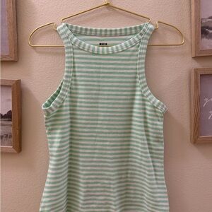 Anthropologie Mint & White Striped Tank Top
